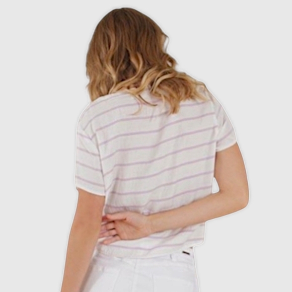 CARVE Designs Seaside V-Neck Soft Knit Beach‎ Stripe LANDON Button Front Top S - Picture 3 of 15